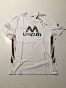 未使用 MONCLER SS TSHIRT モンクレール Tシャツ XLサイズ シャツ XL 正規品 送料無料 ワッペン ホワイト × トリコロール カラー