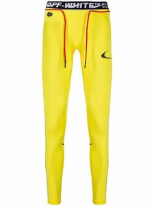 激レア 新品 未使用 NIKE X OFF-WHITE PRO TIGHTS - Yellow mens knit Polyester サイズL