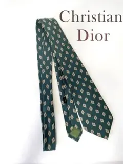 K-0531Christian Dior ネクタイ 緑  シルク100 極美品