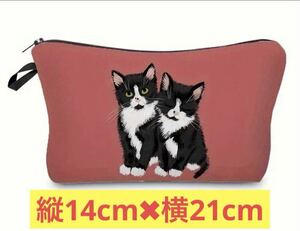 激カワ猫のポーチ　化粧ポーチ　メイクアップバッグ　トイレタリーバッグ