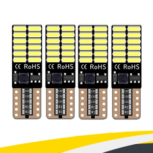 T10 W5W CANBUSキャンセラー内蔵LED DC12V 4014SMD 24連 無極性ポジション ナンバー灯 ホワイト 両面発光 4個