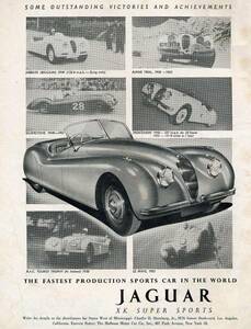 ◆1951年の自動車広告 ジャガー　XKスーパースポーツ Jaguar