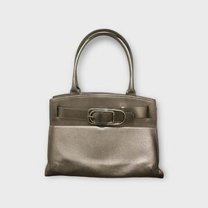 FURLA トートバッグ ハンドバッグ シルバー ベルト キラキラビジュー本革 キラキラ 光沢感 レザー