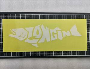 餘龜【新品未使用品】LONGIN ステッカー シール　ロンジン 　フィッシングショー　 非売品　ホワイト 　魚型ロゴ　白