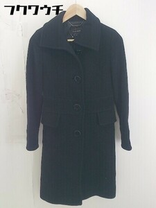 ■ QUEENS COURT クイーンズコート アンゴラ混 長袖 コート サイズ1 ブラック レディース