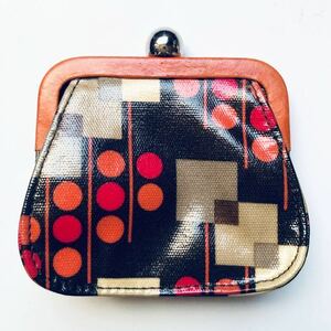 中古 orla kiely/オーラカイリー 本牛革レザー 財布 小銭入れ がま口財布 コインケース 小物