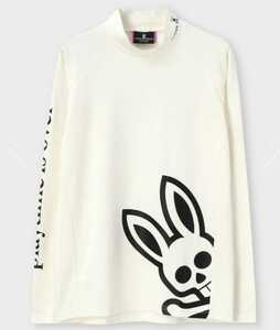 ◆サイコバニー◆XL◆ビッグスランティングロゴモックネックロンTEE◆ホワイト◆ロングTシャツ◆ゴルフ◆Psycho Bunny◆ラルフローレン◆