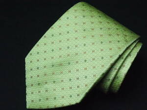 美品 【CELINE セリーヌ】A1369 ライトグリーン 黄緑 ロゴ イタリア 伊製 SILK ブランド ネクタイ 古着 良品