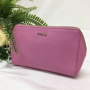 【688】フルラ　FURLA エレクトラポーチ　サフィアーノ　ピンク