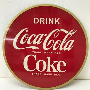 90　中古　コカ・コーラ　Coca-Cola　看板　丸型　波なし　アルミ製　ビンテージ　丸看板　直径30.5cm　アンティーク　当時物　