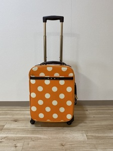 SUNCO サンコー 鍵付き スーツケース オレンジ 白ドット 旅行カバン ☆ちょこオク　041