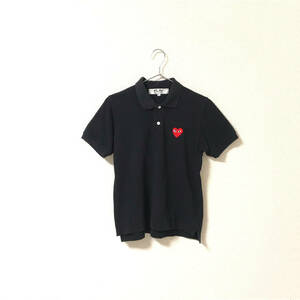 ★COMME des GARCONS コム デ ギャルソン★半袖 ハートロゴ ポロシャツ 黒 ブラック size M 1-1