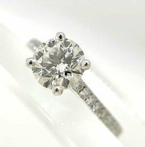 VSクラス！1ct 磨き済 超美品デビアス DE BEERS Pt950プラチナ ハーフダイヤ ダイヤリング ソリテール 1.02ct 7号 ソリティア 1キャラ 3297