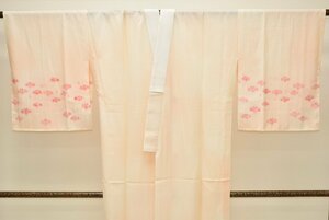 【ちどりや】美品 正絹 長襦袢 単衣 袖無双 バチ衿 半衿 身丈135cm/裄65.5cm TL寸 背伏せ仕立 絵羽 花菖蒲 薄赤白橡 B467