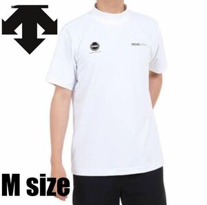 【新品】デサント(DESCENTE)(メンズ)半袖Tシャツ メンズ 白 鹿の子モックネック UVカット Mサイズ