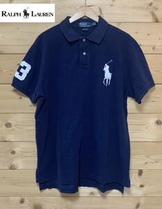 入手困難品★美中古・ POLO RALPH LAUREN（ラルフローレン）★ポロシャツ　CUSTOM FIT　NAVY　サイズXL