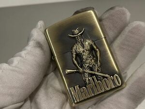 1円 ZIPPO ライター マルボロ Marlboroジッポ Zippoオイルライター真鍮製 中古品 喫煙グッズ ジッポー 火花確認済R67548