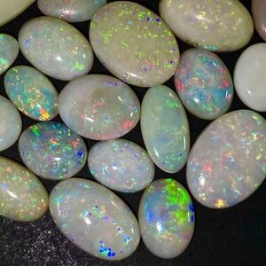 遊色効果!!●天然ホワイトオパール22点おまとめ●a 100ct ルース 裸石 宝石 ジュエリー jewelry opal 遊色 water fire white 