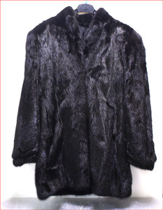 Bana8・衣類◆極美品◆MG Sable FUR ミンクコート セミロング 艶有ブラック 13号