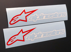 alpinestars アルパインスターズ カッティングステッカー 165mm×34mm レッド＆ホワイト 2枚 切り文字