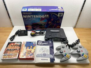 【動作確認OK】任天堂 Nintendo 64 ニンテンドー NUS-001 ゲーム機 本体 コントローラー×2 ACアダプタ AVケーブル ソフト2本 箱、取説付き