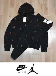 【送料無料】新品 NIKE 総柄 ジョーダン スウェット 上下セット XL JORDAN 裏起毛 DV9391 DV9393 ★