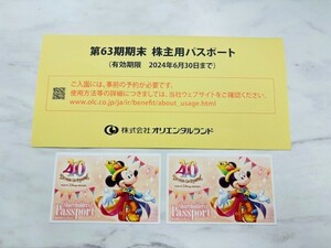 【F8017】東京ディズニーリゾート 株主用パスポート チケット 2枚セット TDL TDS ディズニーシー ディズニーランド 有効期限2024.6.30まで