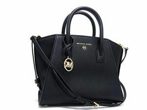 1円 ■極美品■ MICHAEL KORS マイケルコース レザー 2WAY クロスボディ ハンドバッグ トート ショルダー レディース ブラック系 AY1862