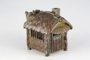極美古銅煎茶道具 質感 細工銅　茅草屋　置物香器　香炉 銅製 美品