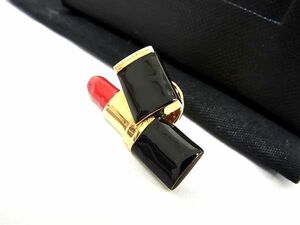 ■極美品■ SAINT LAURENT サンローラン リップモチーフ ピンブローチ ピンバッチ アクセサリー ブラック系×ゴールド系 AT6631