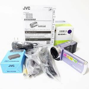 JVCKENWOOD JVC EVERIO GZ-E345-V ビデオカメラ他アクセサリーセット 13年製 動作未確認 ジャンク品 60サイズ発送 KK-2706940-276-mrrz