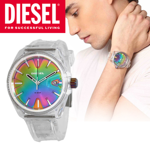 DIESEL ディーゼル メンズ 腕時計 オーロラ レインボー クリア ユニセックス DZ1926 カジュアル おしゃれ 虹色 透明 プレゼント おそろい