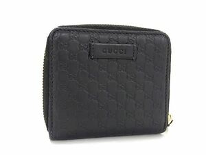 1円 ■美品■ GUCCI グッチ 449395 マイクロGG グッチシマ 二つ折り 財布 ウォレット レディース ブラック系 FA7476