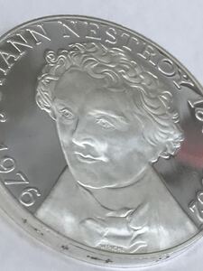 1円スタート 美品 1976年 オーストリア 100シリング銀貨 ヨハン・ネストロイ 生誕175周年 記念銀貨 JOHANN NESTROY 1801-1862