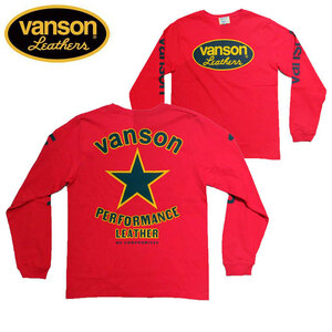 VANSON 割れラバープリント 長袖Tシャツ『BLACK STAR』888V137ーサイズXS