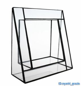 ディスプレイ プランター 植物 ガラス ボックス テラリウム 三角形 スタンド ホームガーデン 装飾 送料無料 3