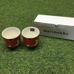 GX4209 MARIMEKKO マリメッコ UNIKKO ウニッコ 067849-001 ラテマグカップ 2個セット食器 ホワイト.レッド 未使用 保管品 コップ