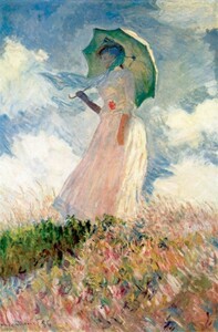 【フルサイズ版】クロード モネ 日傘をさす女性 (左向き) 1891年 オルセー美術館 壁紙ポスター 576×876mm はがせるシール式 005S1