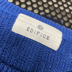 エディフィス EDIFICE 半袖 麻 セーター ブルー 青 44サイズ表記 リネン linen