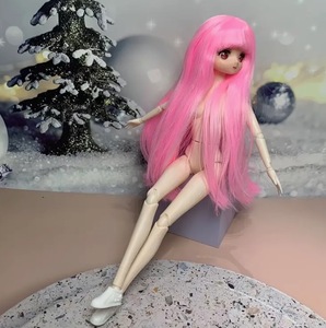 女の子 着せ替え人形 1/6スケール バービー人形 関節可動 ドール 30cm 女性 裸 かわいい 裸体 ボディ 全身 汎用 ピンク 髪 フィギュア t150