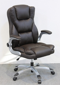 デスクチェア 合成皮革張りオフィスチェアー肘掛け付き ブラウン色（茶色） 回転椅子 JC-400br-ds