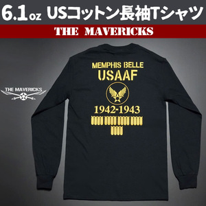 ミリタリー メンズ 長袖 ロング Tシャツ M 爆弾エアフォース MAVEVICKS ブランド 黒 ブラック