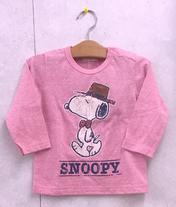 ★即決★新品タグ付 ピーナッツ PEANUTS スヌーピー★ベビー 女児★ダメージプリント 長袖Tシャツ★95cm 2-3才目安 ￥1650