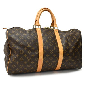 1円 ◆美品 LOUIS VUITTON ルイヴィトン ボストンバッグ キーポル45 M41428 モノグラム キャンバス ブラウン◆E.Css.s1-27