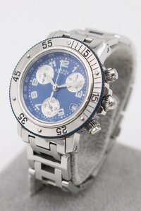 【行董】AA195BOM22 HERMES エルメス クリッパー クロノグラフ QZ ブルー文字盤 ユニセックス ブランド 腕時計