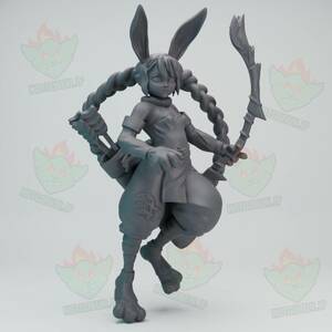 ウサギ女子首輪（Rabbit Girl With Collar）D&D・TRPG用 3Dプリント ミニチュア 未塗装