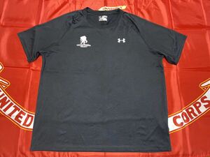 中古美品　made in USA UNDER ARMOUR wounded warrior project heat gear Tシャツ　2XL black