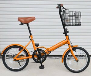 折りたたみ自転車 16インチ EB-16 オレンジ コンパクト収納 小径車【本州・四国 送料無料！】 ライト 鍵付き カゴ付き AIJYU CYCLE