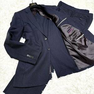 【美品/定番】Mr.Junko ミスタージュンコ セットアップ スーツ 上下 パンツ2本 スリーピース 黒 ブラック 背抜き ウール 羊毛 Lサイズ YA6