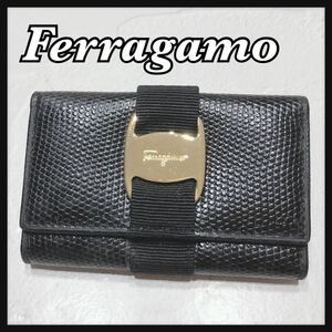 ☆Ferragamo☆ フェラガモ SalvatoreFerragamo キーケース 6連 ヴァラ ブラック 黒 レザー 本革 コンパクト レディース 女性 送料無料